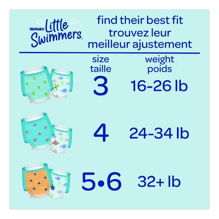 Little Swimmers, Size 4, 24 lbs to 34 lbs, 11/Pack, 8 Packs/Carton
