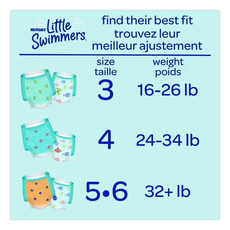 Little Swimmers, Size 5-6, 32 lbs and Up, 10/Pack, 8 Packs/Carton