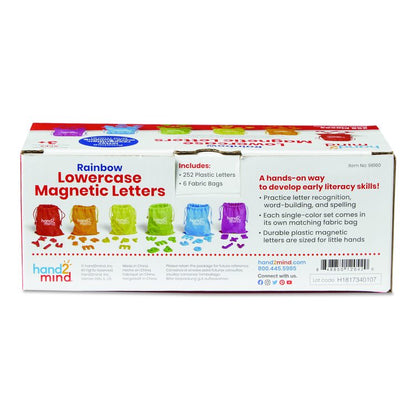 Rainbow Lowercase Magnetic Letters, 1.5" Tall, Assorted Color Characters, 6 Sets of 42 Pieces