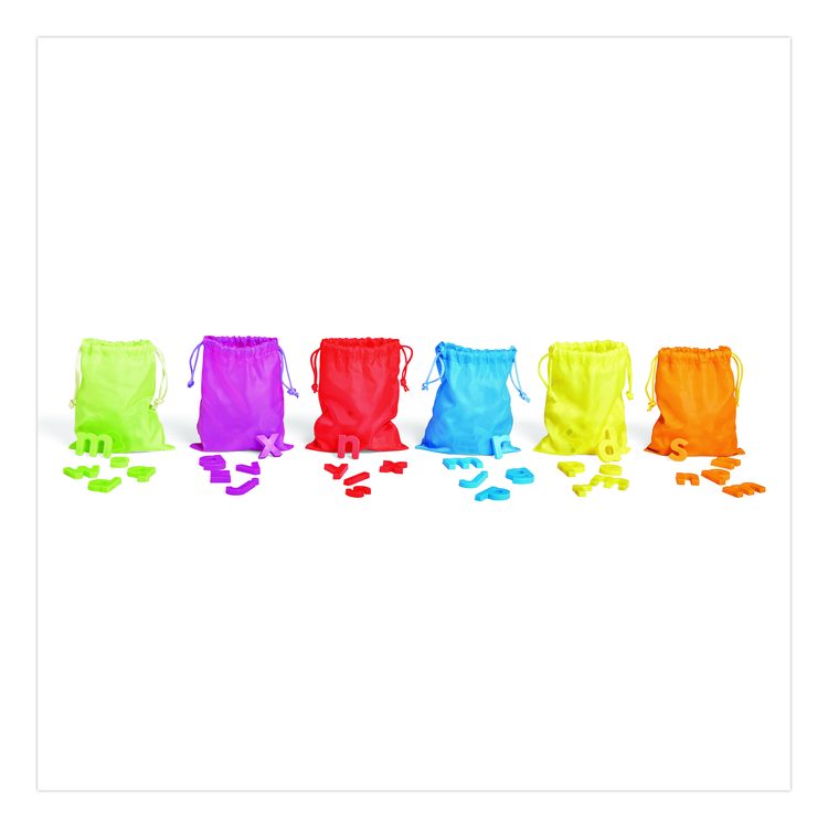 Rainbow Lowercase Magnetic Letters, 1.5" Tall, Assorted Color Characters, 6 Sets of 42 Pieces