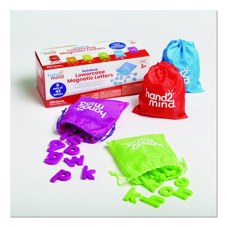 Rainbow Lowercase Magnetic Letters, 1.5" Tall, Assorted Color Characters, 6 Sets of 42 Pieces