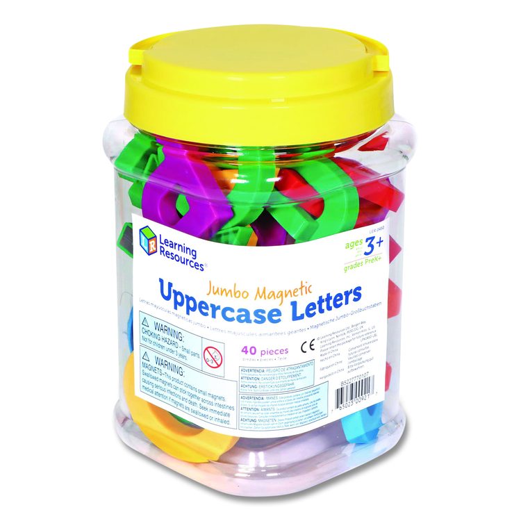 Jumbo Uppercase Magnetic Letters, 2.5" Tall, Assorted Colors, 40 Pieces