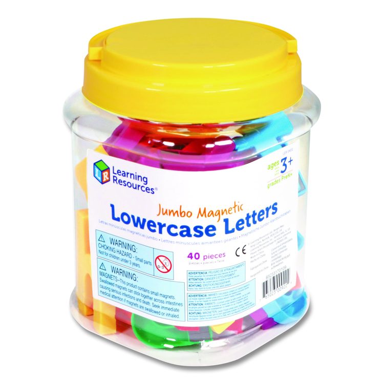 Jumbo Lowercase Magnetic Letters, 1.5" Tall, Assorted Color Characters, 40 Pieces