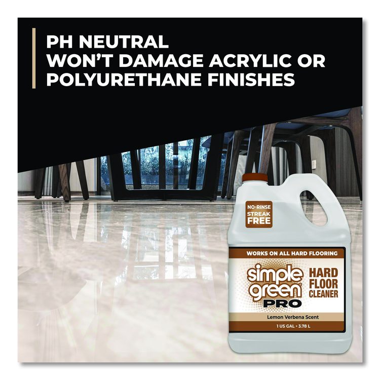 Pro Hard Floor Cleaner, Lemon Verbena Scent, 1 gal Bottle, 4/Carton