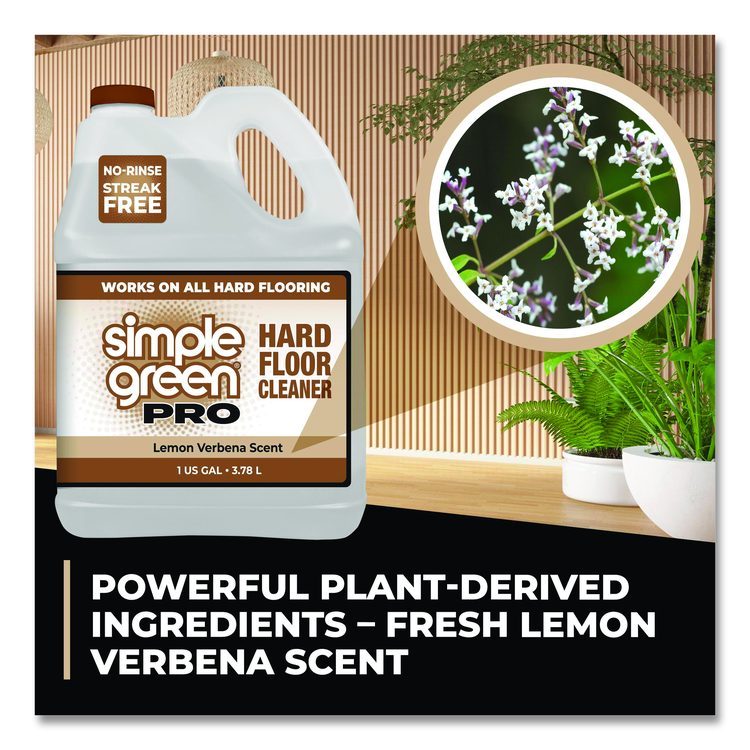 Pro Hard Floor Cleaner, Lemon Verbena Scent, 1 gal Bottle, 4/Carton