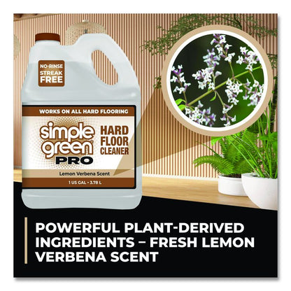 Pro Hard Floor Cleaner, Lemon Verbena Scent, 1 gal Bottle, 4/Carton