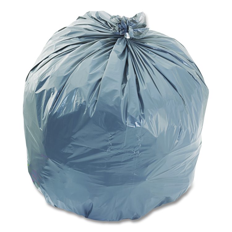 Linear Low-Density Can Liners, 45 gal, 1.1 mil, 40" x 46", Gray, Flat Pack, 125/Carton