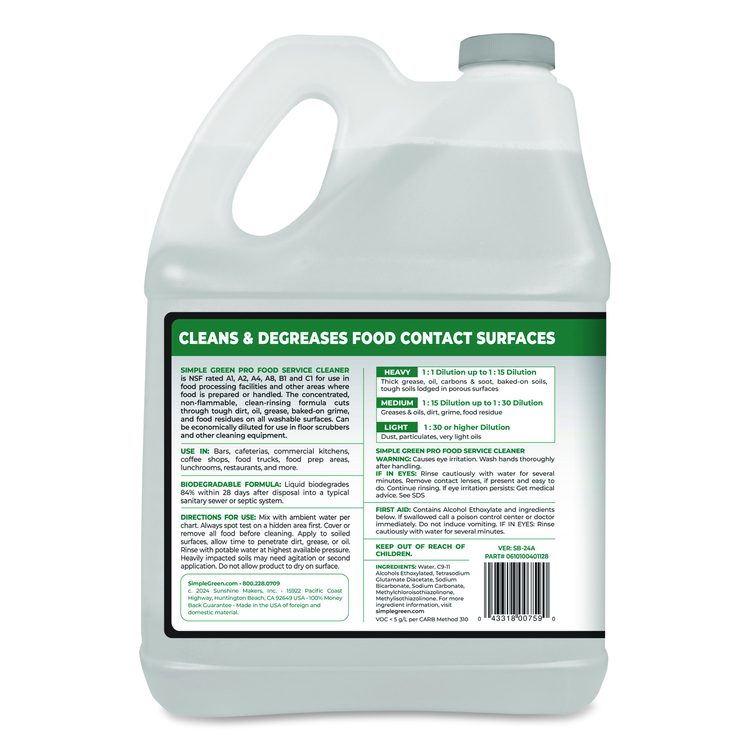 Pro Food Service Cleaner, 1 gal Bottle, 4/Carton