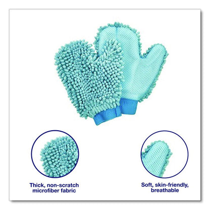 Chenille Scrubbing Mitts, Blue, 2 Mitts
