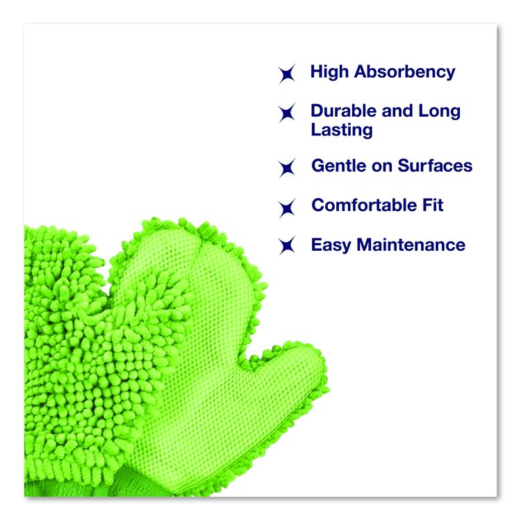 Chenille Scrubbing Mitts, Green, 2 Mitts