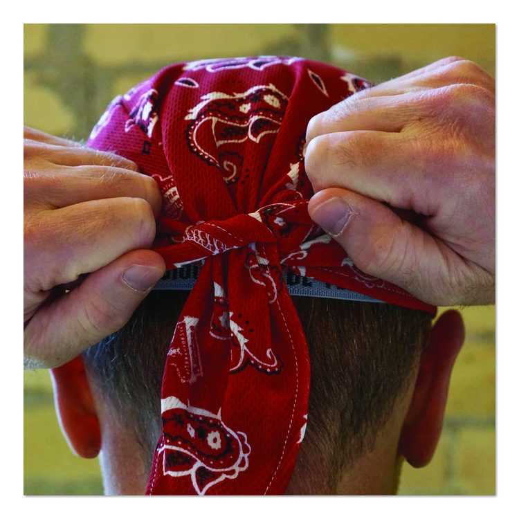Chill-Its 6615 High-Performance Bandana Doo Rag with Terry Cloth Sweatband, One Size Fits Most, Red Western