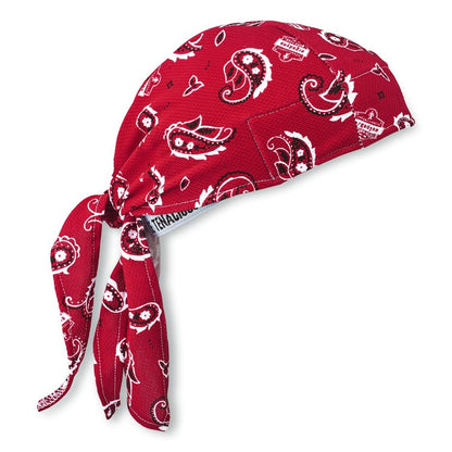 Chill-Its 6615 High-Performance Bandana Doo Rag with Terry Cloth Sweatband, One Size Fits Most, Red Western