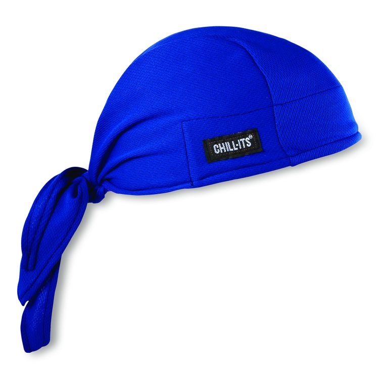 Chill-Its 6615 High-Performance Bandana Doo Rag with Terry Cloth Sweatband, One Size Fits Most, Blue