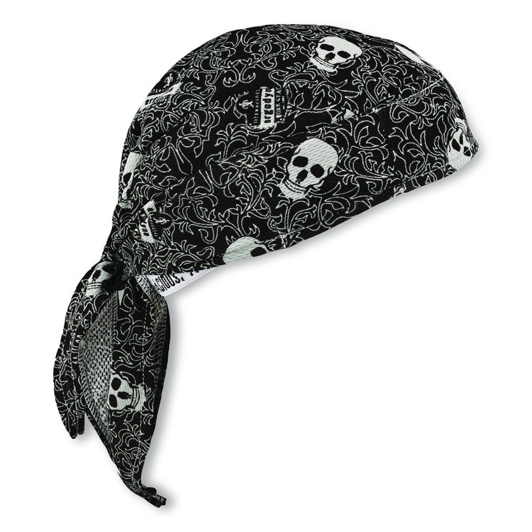 Chill-Its 6615 High-Performance Bandana Doo Rag with Terry Cloth Sweatband, One Size Fits Most, Skulls