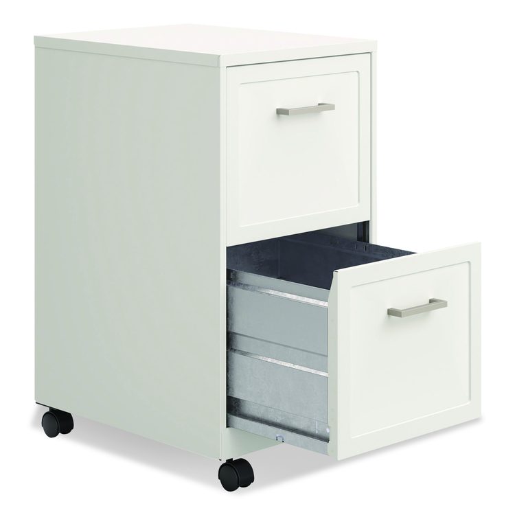 Two-Drawer Mobile Vertical File, 2 Letter-Size File Drawers, 14.25 x 18 x 26.7, Pearl White