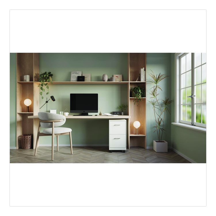 Two-Drawer Mobile Vertical File, 2 Letter-Size File Drawers, 14.25 x 18 x 26.7, Pearl White