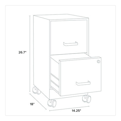 Two-Drawer Mobile Vertical File, 2 Letter-Size File Drawers, 14.25 x 18 x 26.7, Pearl White