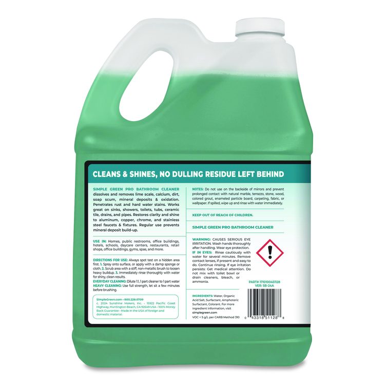 Pro Bathroom Cleaner, 1 gal Bottle, 4/Carton