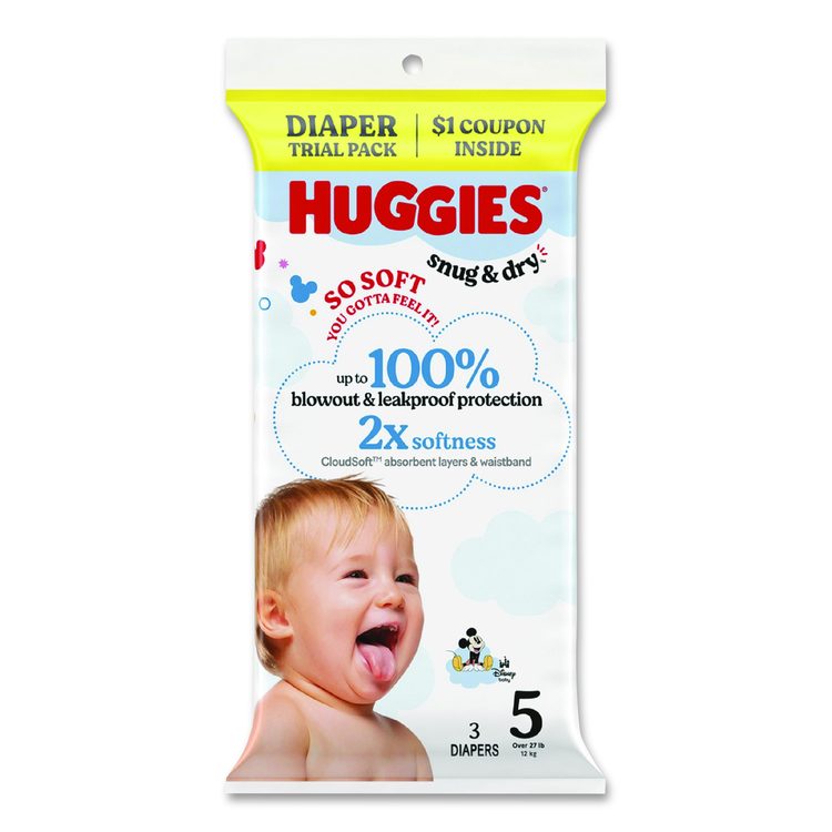 Snug and Dry, Size 5, Over 27 lbs, Disney Design, 3 Diapers/Pack, 30 Packs/Carton