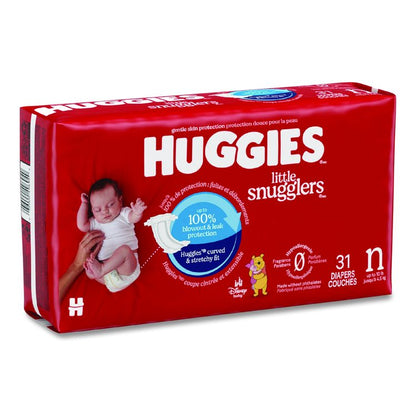 Little Snugglers Baby Diapers, Size 0 to Newborn, 1 lbs to 10 lbs, Disney Design, 31 Diapers/Pack, 4 Packs/Carton