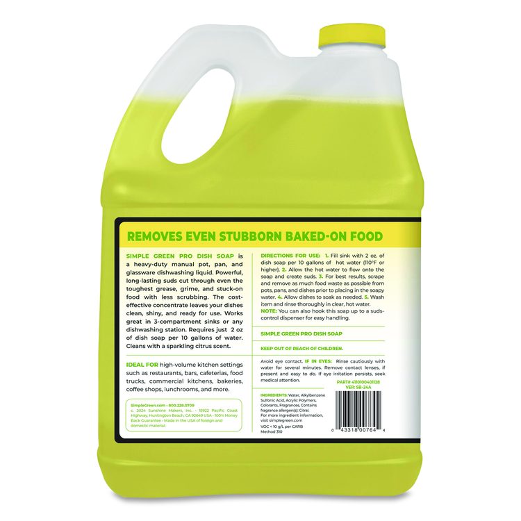 Pro Dish Soap, Sparkling Citrus Scent, 1 gal Bottle, 4/Carton