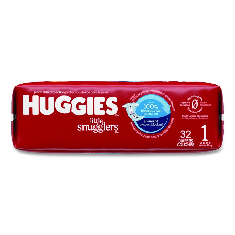 Little Snugglers Baby Diapers, Size 1, 8 lbs to 14 lbs, Disney Design, 32 Diapers/Pack, 4 Packs/Carton