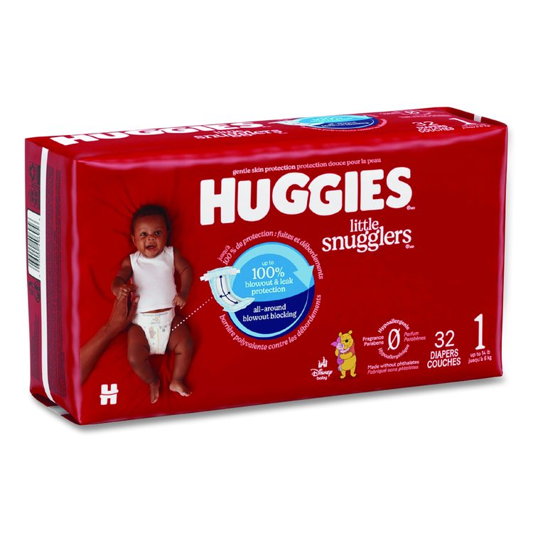 Little Snugglers Baby Diapers, Size 1, 8 lbs to 14 lbs, Disney Design, 32 Diapers/Pack, 4 Packs/Carton