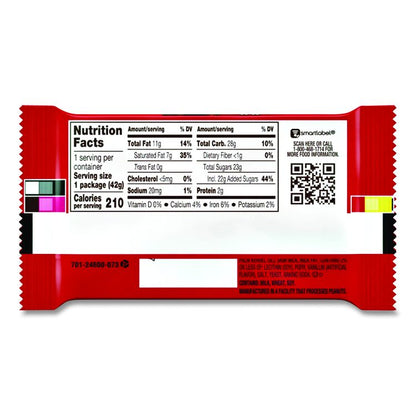 Wafer Bar with Milk Chocolate, 1.5 oz Bar, 36 Bars/Box