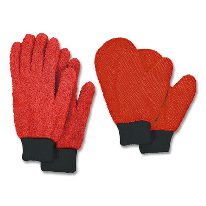 Microfiber Dusting Gloves and Mitts, Coral with Black Cuffs, 2 Gloves, 2 Mitts