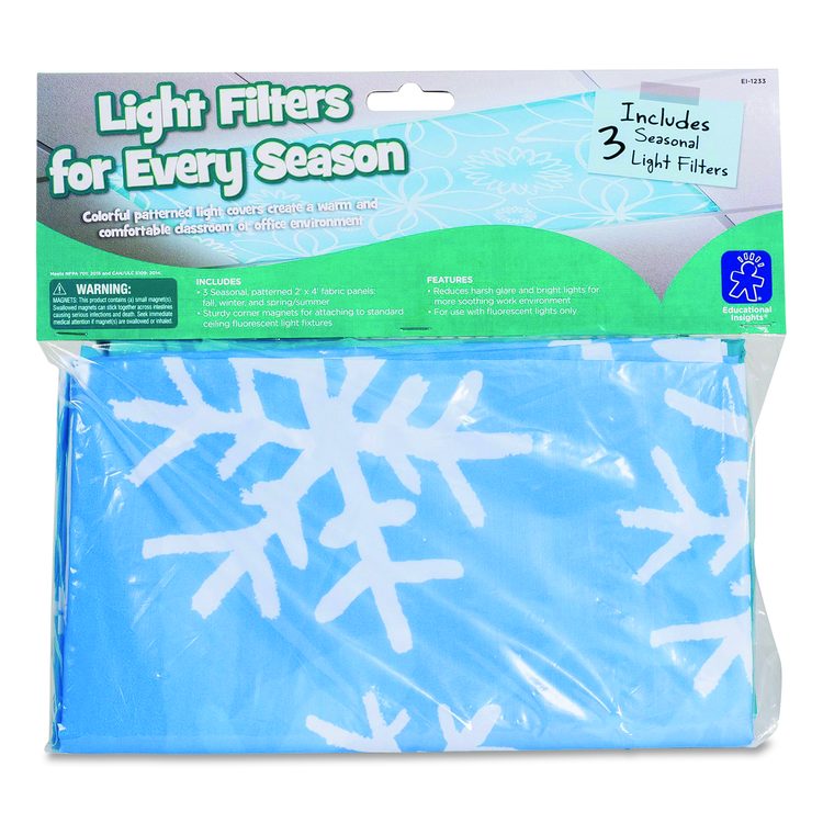 Fluorescent Light Filter Covers, Rectangular, Seasonal Designs, Blue, 3 Covers