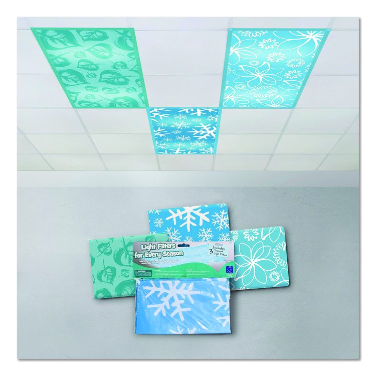 Fluorescent Light Filter Covers, Rectangular, Seasonal Designs, Blue, 3 Covers