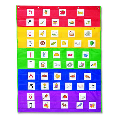 Rainbow Pocket Chart, 10 Pockets, 33.5" w x 42" h, Assorted Colors