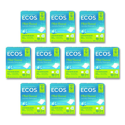 Liquidless Laundry Detergent Sheets, Free and Clear, 50 Sheets/Pack, 10 Packs/Carton