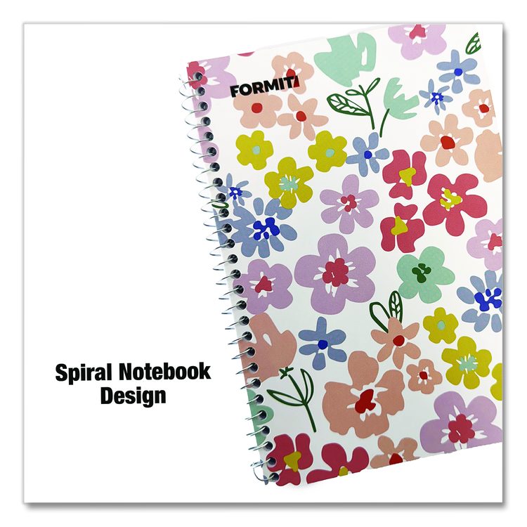 Notebook, Floral Design, 1-Subject, Wide/Legal Rule, Pink/Yellow/Green, (70) 8.75 x 6 Sheets
