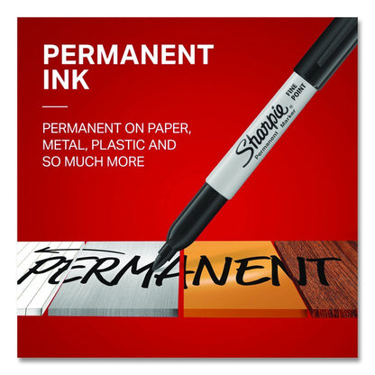 Fine Tip Permanent Markers, Fine Bullet Tip, Assorted Colors, 12/Pack