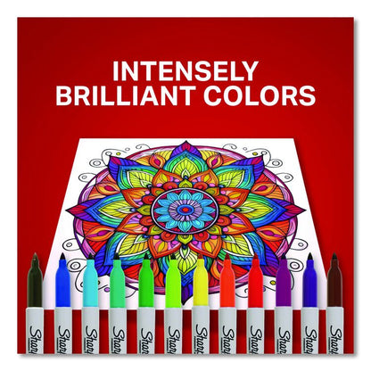 Fine Tip Permanent Markers, Fine Bullet Tip, Assorted Colors, 12/Pack