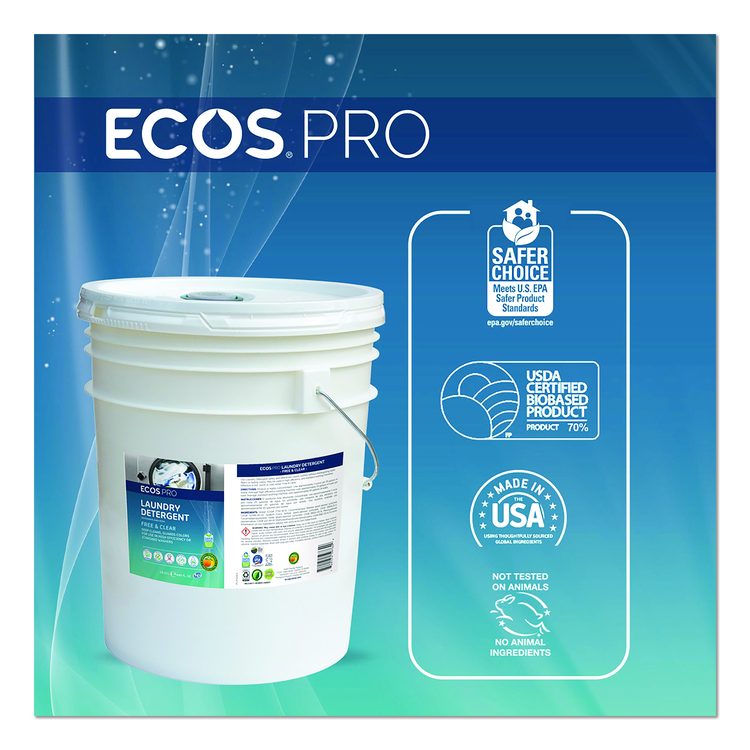 Laundry Detergent Liquid, Free and Clear, 5 gal Pail