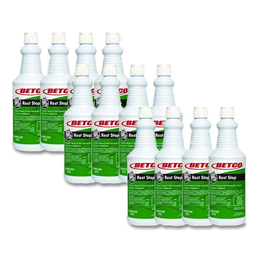 Rest Stop Non-Acid Bowl and Restroom Cleaner, Floral Fresh Scent, 32 oz. Bottle, 12/Carton