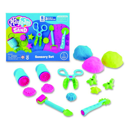 Playfoam Sand Sensory Set: Five Tools and Three Assorted Color 6 oz Packs of Sand, Ages 3 to 7, 8 Pieces