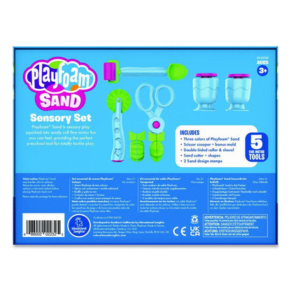 Playfoam Sand Sensory Set: Five Tools and Three Assorted Color 6 oz Packs of Sand, Ages 3 to 7, 8 Pieces