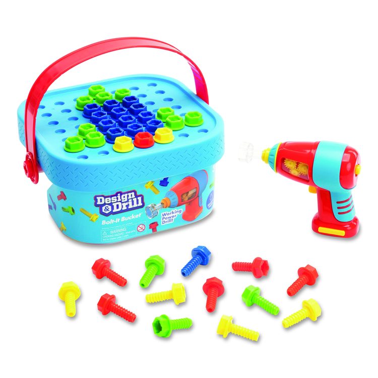 Design and Drill Bolt-It Bucket, Ages 3 to 7, 53 Pieces