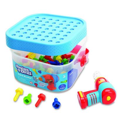 Design and Drill Bolt-It Bucket, Ages 3 to 7, 53 Pieces