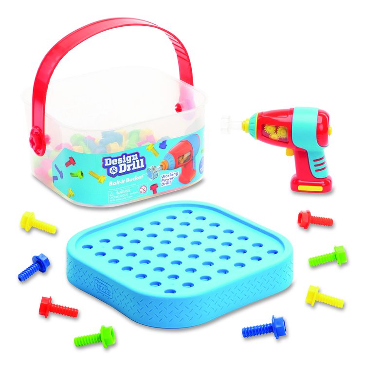 Design and Drill Bolt-It Bucket, Ages 3 to 7, 53 Pieces