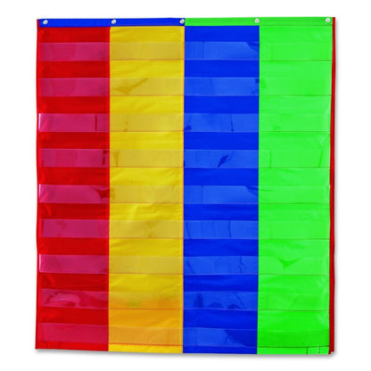 Two- and Four-Column Double-Sided Pocket Chart, 9 Pockets/Chart, 30 x 38, Blue/Green/Red/Yellow