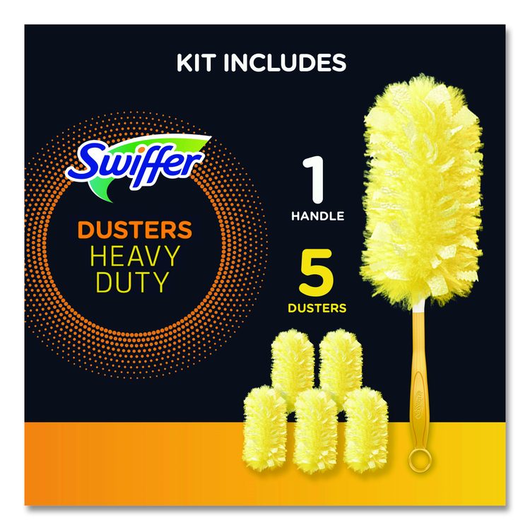 Heavy Duty Dusters Starter Kit, 6" Handle with Two Disposable Dusters, 4 Kits/Carton