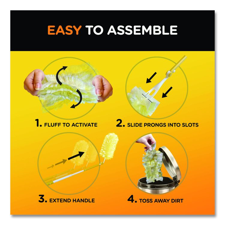 Heavy Duty Dusters Starter Kit, 6" Handle with Two Disposable Dusters, 4 Kits/Carton