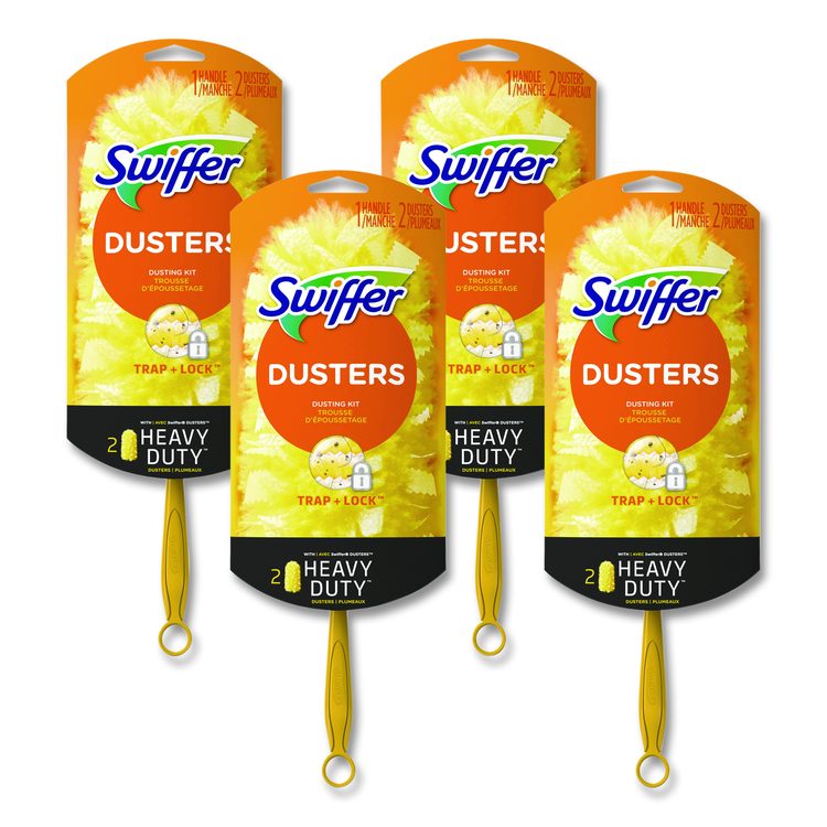 Heavy Duty Dusters Starter Kit, 6" Handle with Two Disposable Dusters, 4 Kits/Carton