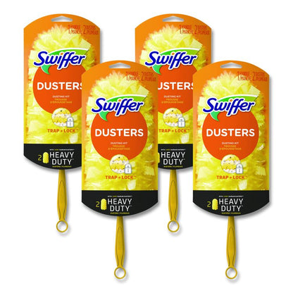 Heavy Duty Dusters Starter Kit, 6" Handle with Two Disposable Dusters, 4 Kits/Carton