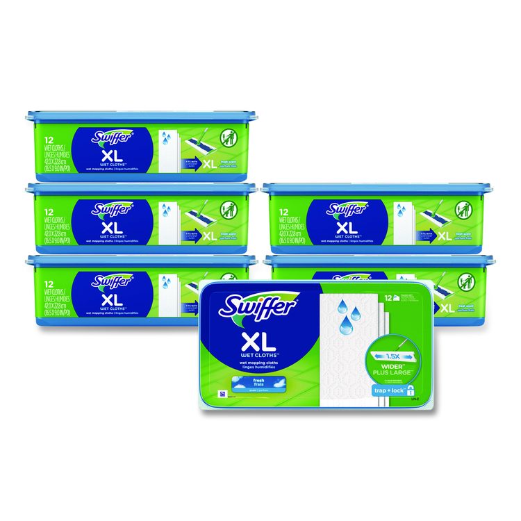 Max/XL Wet Refill Cloths, 16.5 x 9, White, 12/Tub, 6 Tubs/Carton