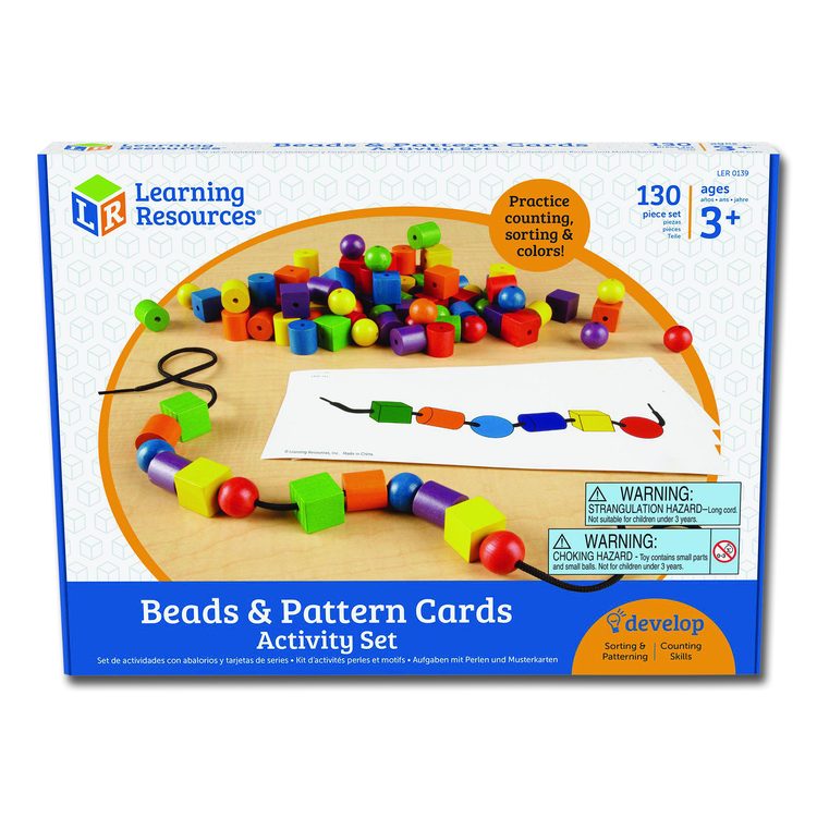 Beads and Pattern Card Set, Grades Pre-K to 2, 130 Pieces